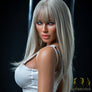 Kimberly realistic sex doll by MyRealDolls with detailed facial features and lifelike body in a seated pose.