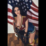 MyRealDolls Haily cheerleader sex doll with realistic facial features and detailed cheerleading outfit, posing on a white background.