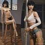 Karine Petite Sex Doll by MyRealDolls featuring realistic facial details, petite body, and detailed skin texture.