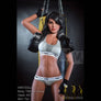 Realistic Lindsey Fit sex doll by MyRealDolls featuring detailed facial features, long hair, and a lifelike body pose.