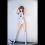 MyRealDolls Moe Flat Chested Sex Doll with realistic facial features and detailed body design, lying on a bed.
