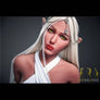 Realistic Scarlet Elf Archer sex doll by MyRealDolls with detailed facial features and elf-themed costume.